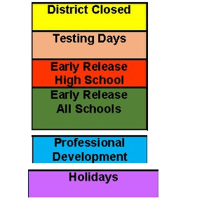 District School Academic Calendar Legend for White Oak Middle School