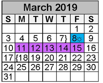 District School Academic Calendar for The Learning Ctr for March 2019
