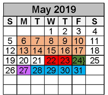 District School Academic Calendar for White Oak Middle School for May 2019