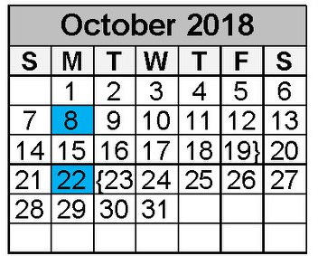 District School Academic Calendar for Sorters Mill Elementary School for October 2018