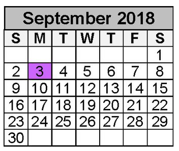District School Academic Calendar for Kings Manor Elementary for September 2018