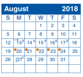 District School Academic Calendar for Driscoll Middle for August 2018