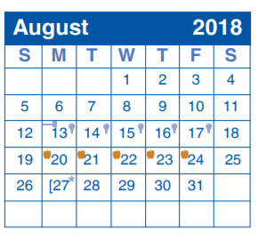 District School Academic Calendar for Serna Elementary School for August 2018