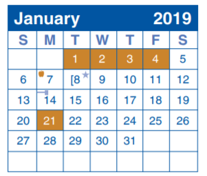 District School Academic Calendar for Homebased Comp Ed for January 2019