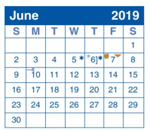 District School Academic Calendar for White Middle for June 2019