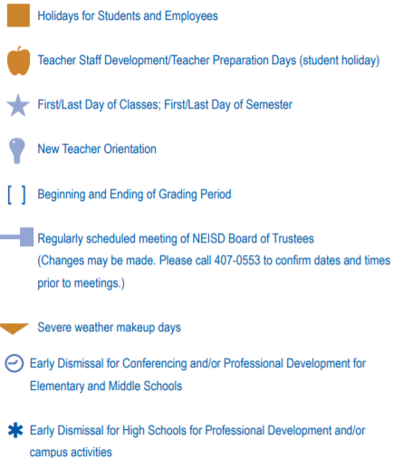 District School Academic Calendar Legend for Homebased Comp Ed