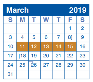 District School Academic Calendar for Homebased Comp Ed for March 2019