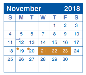 District School Academic Calendar for Garner Middle for November 2018