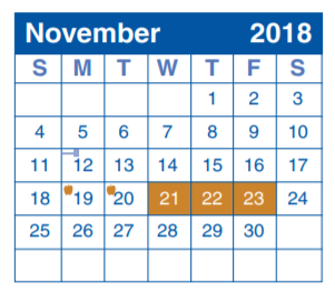 District School Academic Calendar for Homebound for November 2018