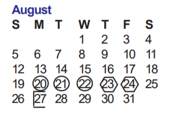 District School Academic Calendar for Homebound for August 2018