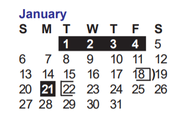 District School Academic Calendar for Glass Elementary School for January 2019