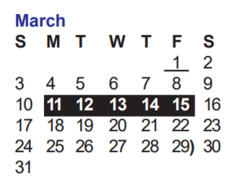 District School Academic Calendar for Oak Hills Terrace Es for March 2019