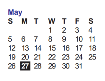 District School Academic Calendar for Excel Academy for May 2019