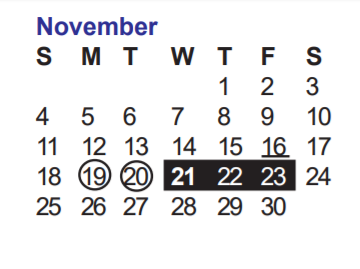 District School Academic Calendar for Homebound for November 2018