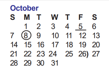 District School Academic Calendar for Ott Elementary School for October 2018