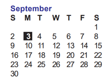 District School Academic Calendar for Jay High School for September 2018