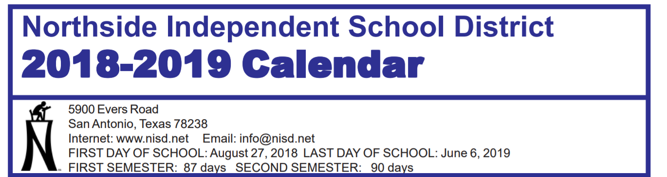 District School Academic Calendar for Helotes Elementary School