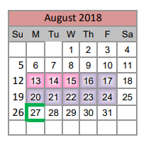 District School Academic Calendar for Sonny & Allegra Nance Elementary for August 2018