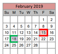 District School Academic Calendar for W R Hatfield Elementary for February 2019