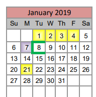 District School Academic Calendar for Sonny & Allegra Nance Elementary for January 2019
