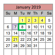 District School Academic Calendar for Lakeview Elementary for January 2019