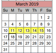 District School Academic Calendar for Prairie View Elementary for March 2019