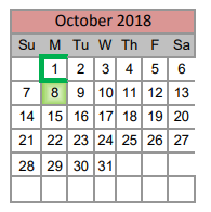 District School Academic Calendar for Sonny & Allegra Nance Elementary for October 2018