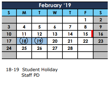 District School Academic Calendar for Atkinson Elementary for February 2019