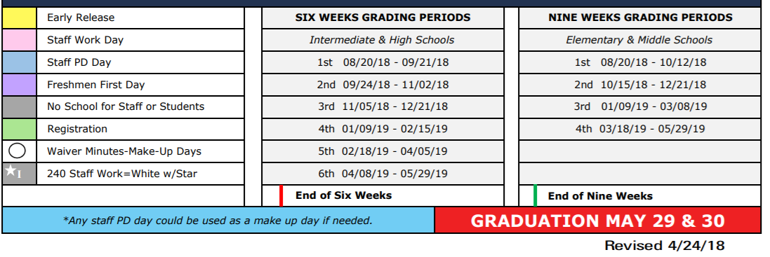 District School Academic Calendar Key for The Summit Intermediate