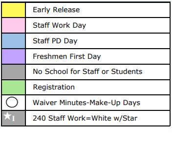 District School Academic Calendar Legend for Freeman Elementary