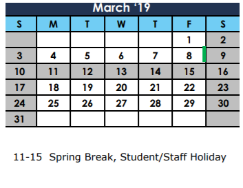 District School Academic Calendar for Garfield Elementary for March 2019