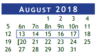 District School Academic Calendar for Barbara Cockrell Elementary for August 2018