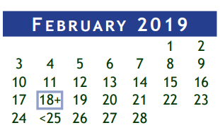 District School Academic Calendar for Robert Turner High School for February 2019