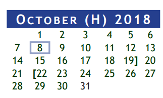 District School Academic Calendar for Robert Turner High School for October 2018