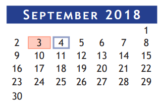 District School Academic Calendar for Brazoria Co J J A E P for September 2018