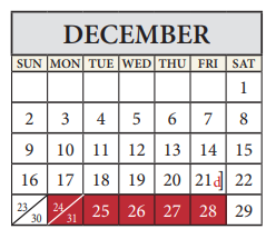 District School Academic Calendar for Northwest Elementary for December 2018