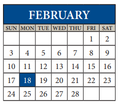District School Academic Calendar for Pflugerville Middle for February 2019
