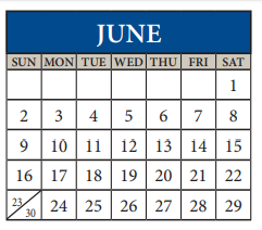 District School Academic Calendar for Copperfield Elementary for June 2019