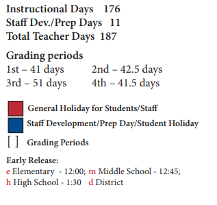 District School Academic Calendar Legend for River Oaks Elementary