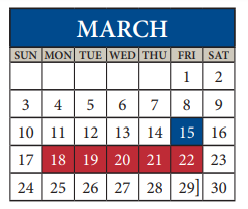 District School Academic Calendar for Alter Learning Ctr for March 2019