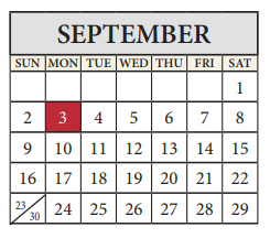 District School Academic Calendar for Kelly Lane Middle School for September 2018