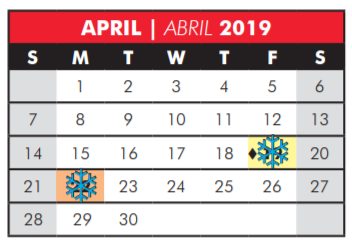 District School Academic Calendar for Mendenhall Elementary School for April 2019