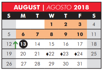 District School Academic Calendar for David Mccall Elementary for August 2018