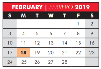 District School Academic Calendar for New Middle School for February 2019