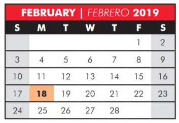 District School Academic Calendar for David Mccall Elementary for February 2019