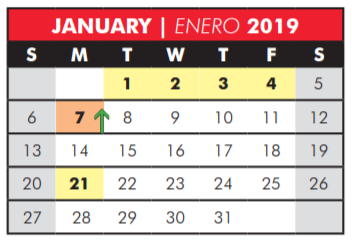 District School Academic Calendar for Shepton High School for January 2019