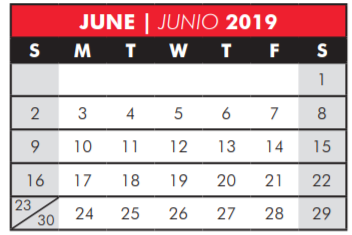 District School Academic Calendar for Thomas Elementary School for June 2019