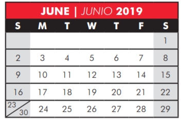 District School Academic Calendar for Shepton High School for June 2019