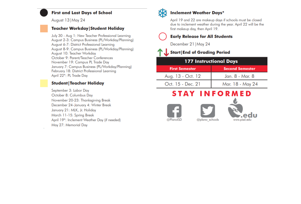 District School Academic Calendar Key for Shepton High School