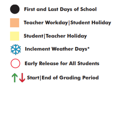 District School Academic Calendar Legend for David Mccall Elementary